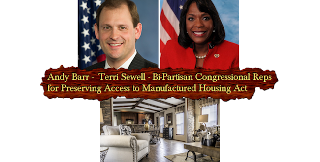 CongresswomanTerriSewell-CongressmanAndyBarr-PreservingAccessToManfuacturedHousingActHr650-S682-a-SunshineHomes