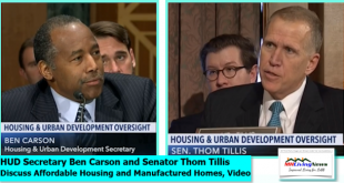 HUDSecretaryBenCarsonMDSenatorThomTillisManufacturedHomeLivingNewsCSPANAffordableHousingMHLivingNews