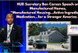 HUDSecretaryBenCarsonSpeechManufacturedHomesManufacturedHousingActiveIngredientMedicationStrongerAmericaMHLivingNews