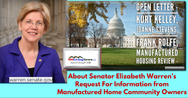 OpenLetterKurtKelleyJoanneStevensFrankRolfeManufacturedHousingReviewSenatorWarrenRequestInformationManufacturedHomeCommunityOwnersMHLivingNews