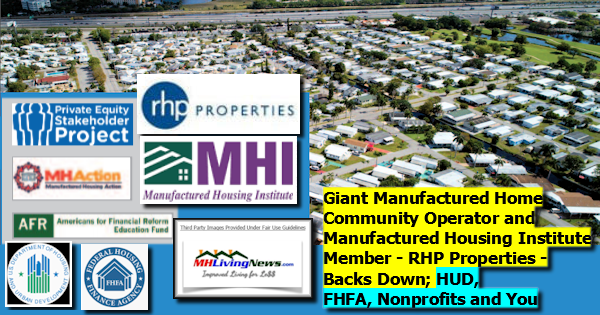 GiantManufacturedHomeCommunityOperatorManufacturedHousingInstituteMemberRHPPropertiesBacksDownHUDFHFANonprofitsYouManufacturedHomeLivingNews