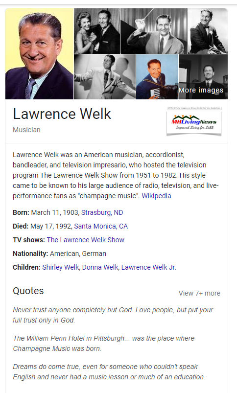 LawrenceWelkCelebrityMobileHomeCommunityDeveloperManufacturedHomeLivingNews