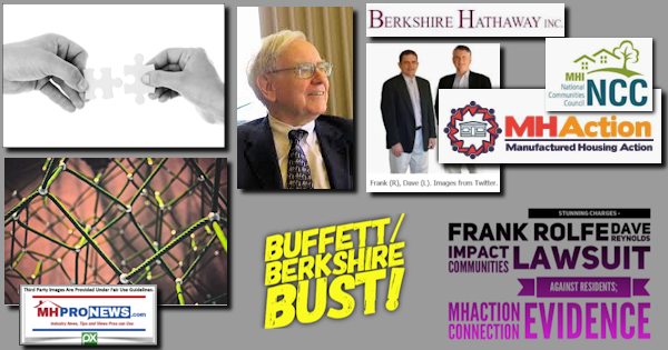 WarrenBuffettPhotoBerkshireLogoBustStunningChargesFrankRolfeDaveReynoldsImpactCommunitiesLawsuitAgainstResidentsMHActionLogoConnectionEvidenceMHProNewsMHINCCLogo