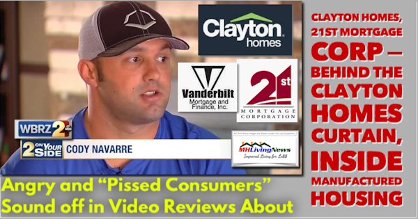 AngryPissedConsumersSoundOffVideoReviewsAboutClaytonHomesLogo21stMortgageCorpLogoBehindClaytonHomesLogoCurtainInsideManufacturedHousingMHLivingNewsLogo