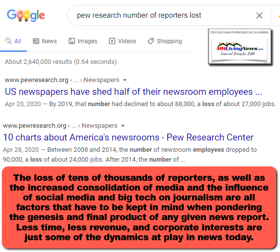 PewResearchLossOfJournalistsMediaConsolidationLessRevenueAllImpactReportingMHLivingNews