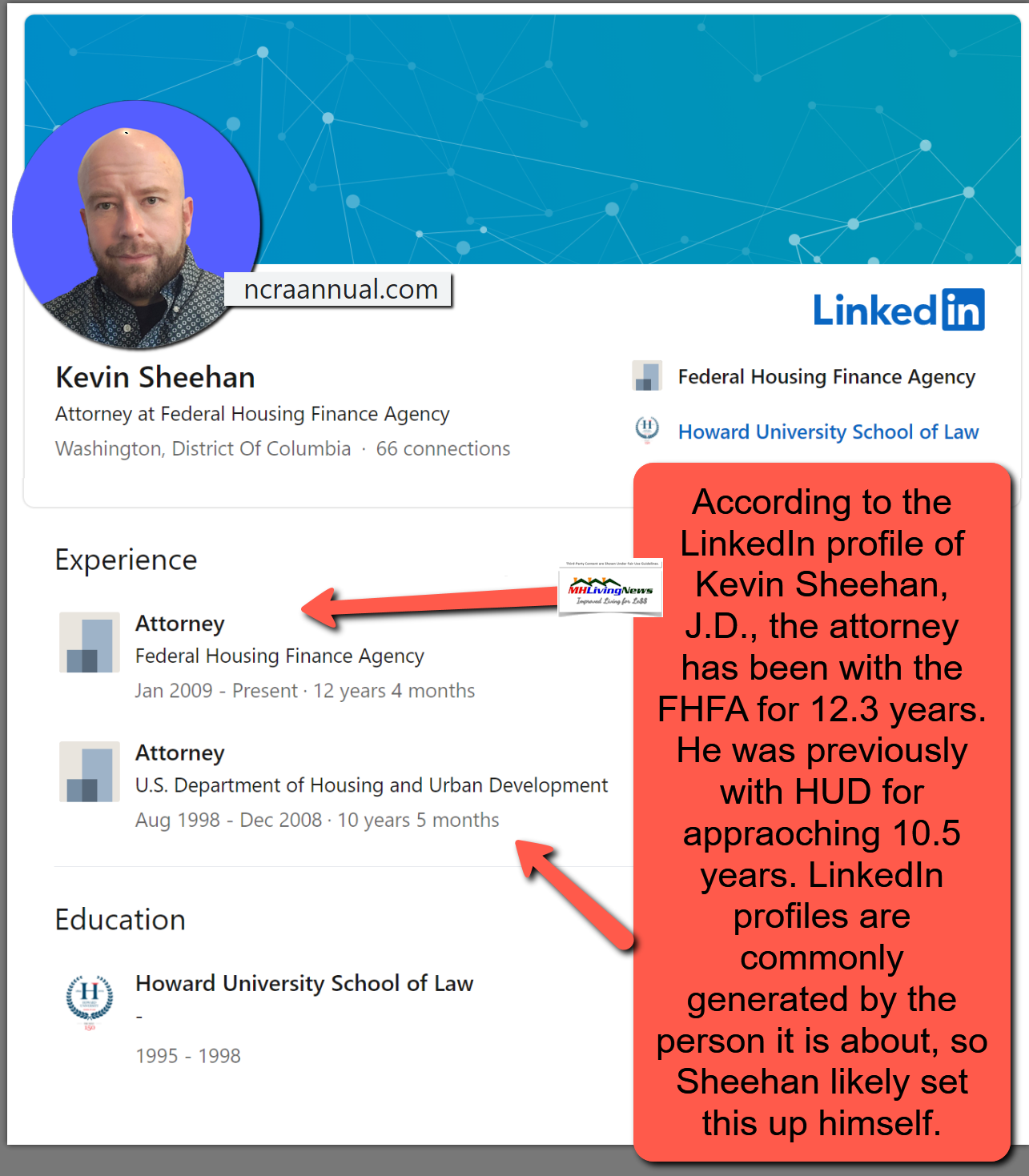 KevinSheehanFHFAattorney12.3yearsPreviouslyWithHUD10.5yearsLinkedInManufacturedHomeLivingNewsFactCheckAnalysis4.24.2021