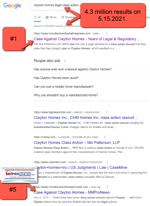 GoogleSearchClaytonHomeslegalclassactionMHLivingNews