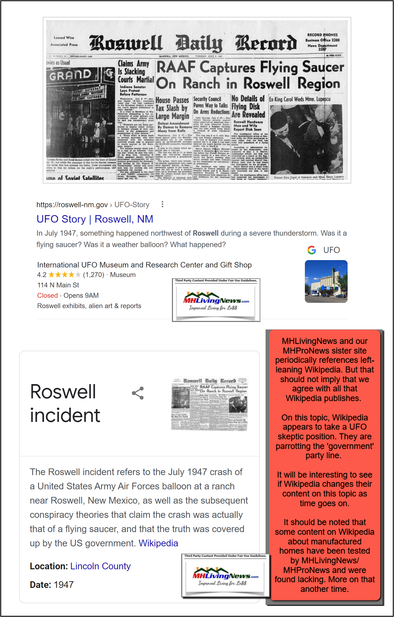 RoswellDailyRecordNM-RAAFCapturesFlyingSaucerRanchinRoswellRegion
