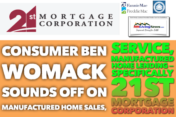 21stMortgageCorporationLogoConsumerBenWomackSoundsOffManufacturedHomeSalesServiceManufacturedHomeLoans21stMortgageCorpLendingMHLivingNews