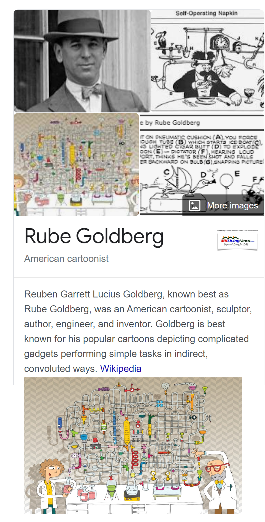 RuebenRubeGoldbergMachineOfHumanSufferingWIkiCartoonManufacturedHomeLivingNewsLogo