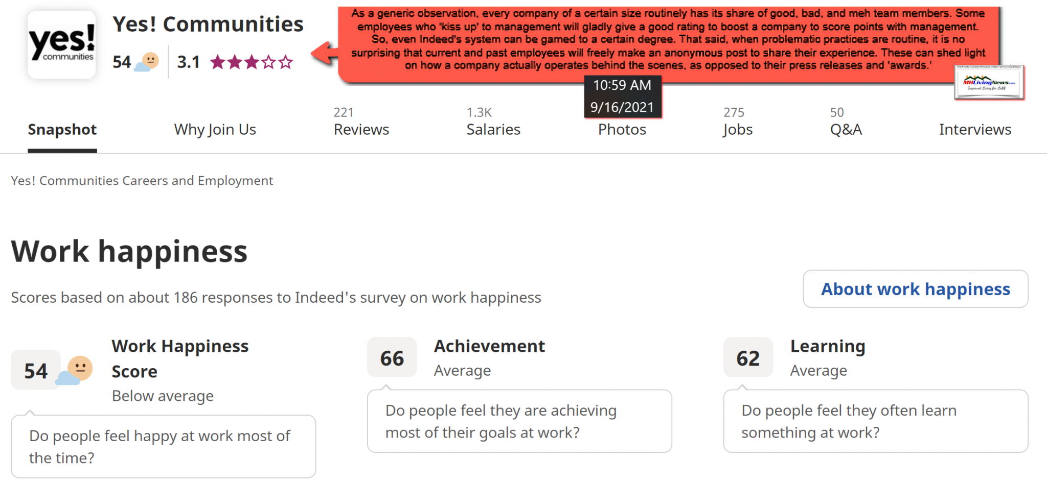 YesCommunitiesProudManufacturedHousingInstituteMemberBelowAvgWorkHappinessManufacturedHomeLivingNewsFactCheckAnalysis9.16.2021