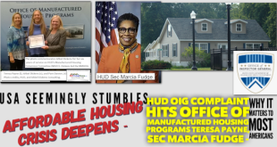 USAstumblesAffordableHousingCrisisDeepensHUDoigLogoComplaintHitsOfficeManufacturedHousingProgramsTeresaPayneSecMarciaFudgePicsIshbelDickensPamDannerMattersMostAmericansMHLivingNews