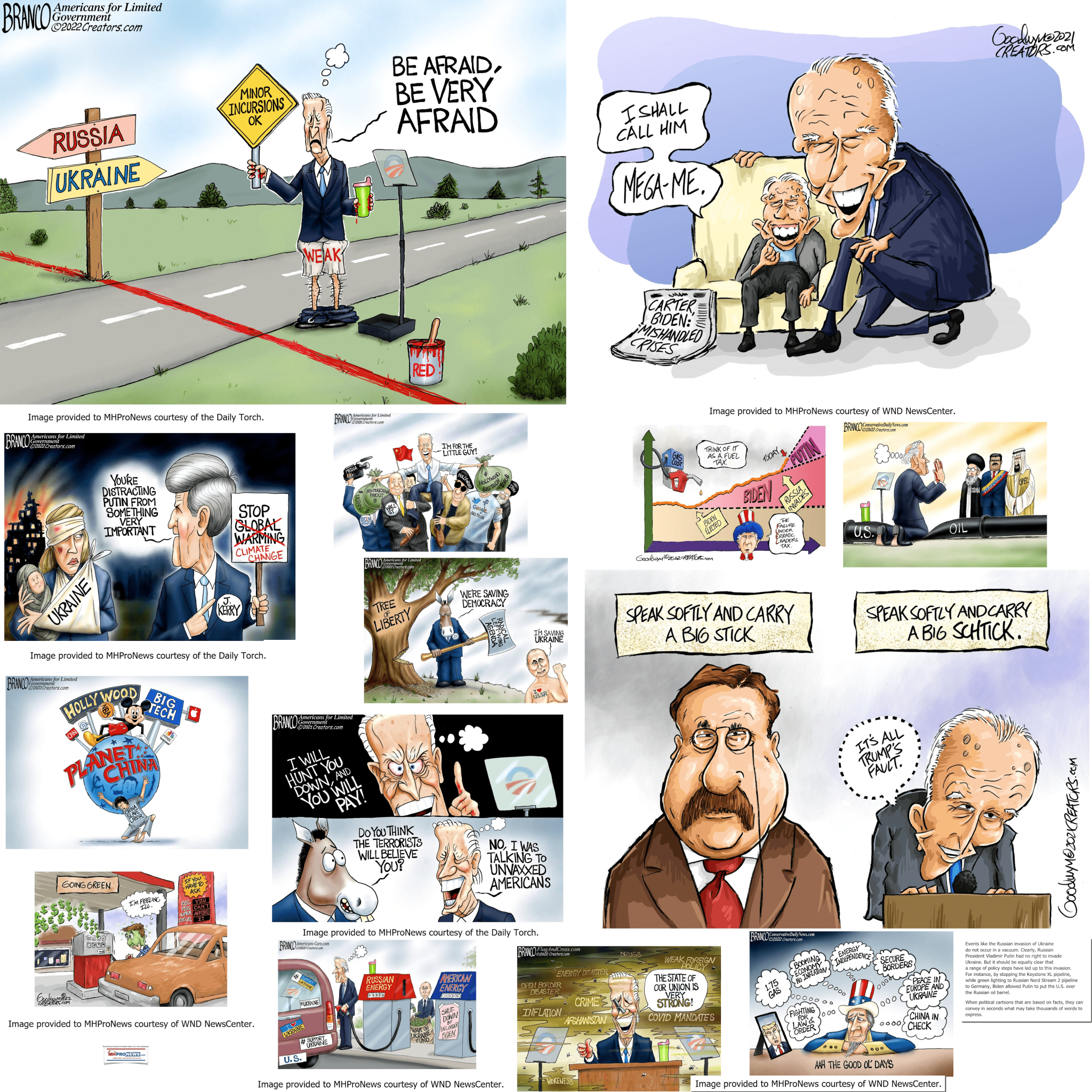 AFBrancoGoodwynPoliticalCartonAmericansForLimitedGovtDailyTorchJoeBidenUkraineWar-CartoonCollageMHProNews