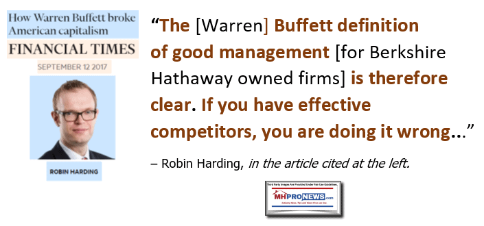 WarrenBuffettDefinitionOfGoodManagementIsClearIfYouHaveEffectiveCompetitorsYouAreDoingItWrongQuoteClaytonHomesManufacturedHomeProNewsRobinHardingQuoteMHLN