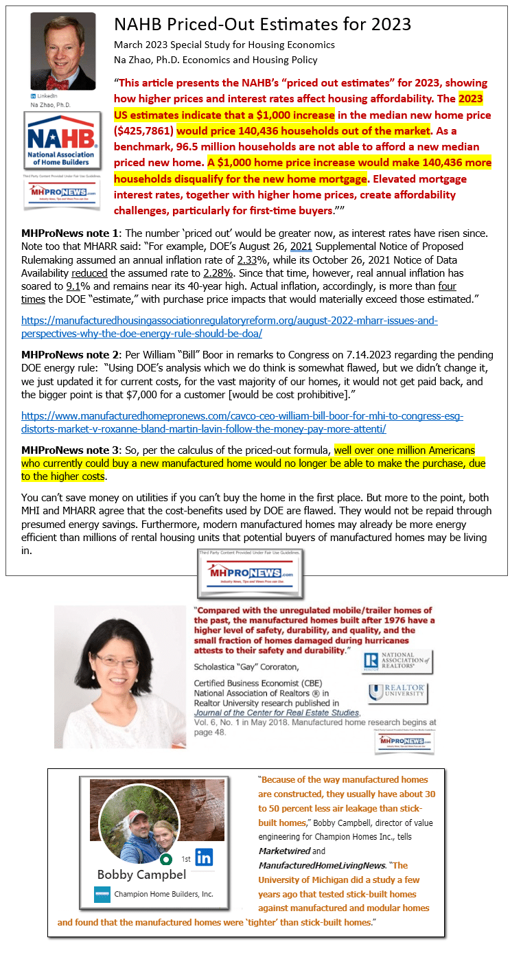 NAHBPricedOut2023FormulaAndHUD-CodeVsDOEManufacturedHomeProposedEnergyStandardsScholasticaGayCororatonNationalAssociationRealtorsNAR-BobbyCampbellChampionHomeBuildersMHProNews