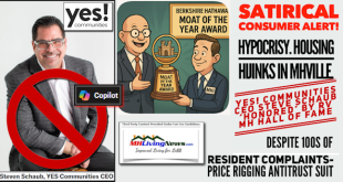 SatiricalConsumerAlertHypocrisyHousingHijinksInMHVilleYesCommunitiesCEO_SteveSchaubHonoredByRV_MH_HallofFameDespite100sResidentComplaintsPriceRiggingAntitrustSuitMHLivingNews